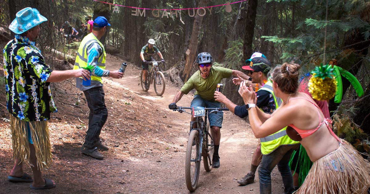 mountain bike racer aid station