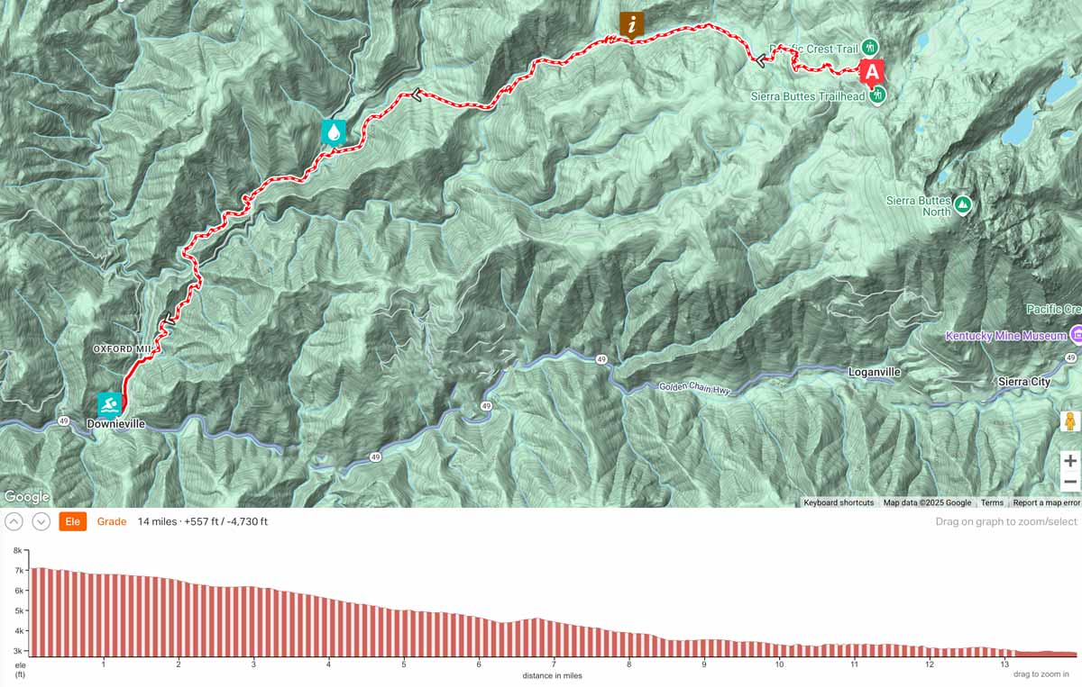 Downieville Downhill Country Map