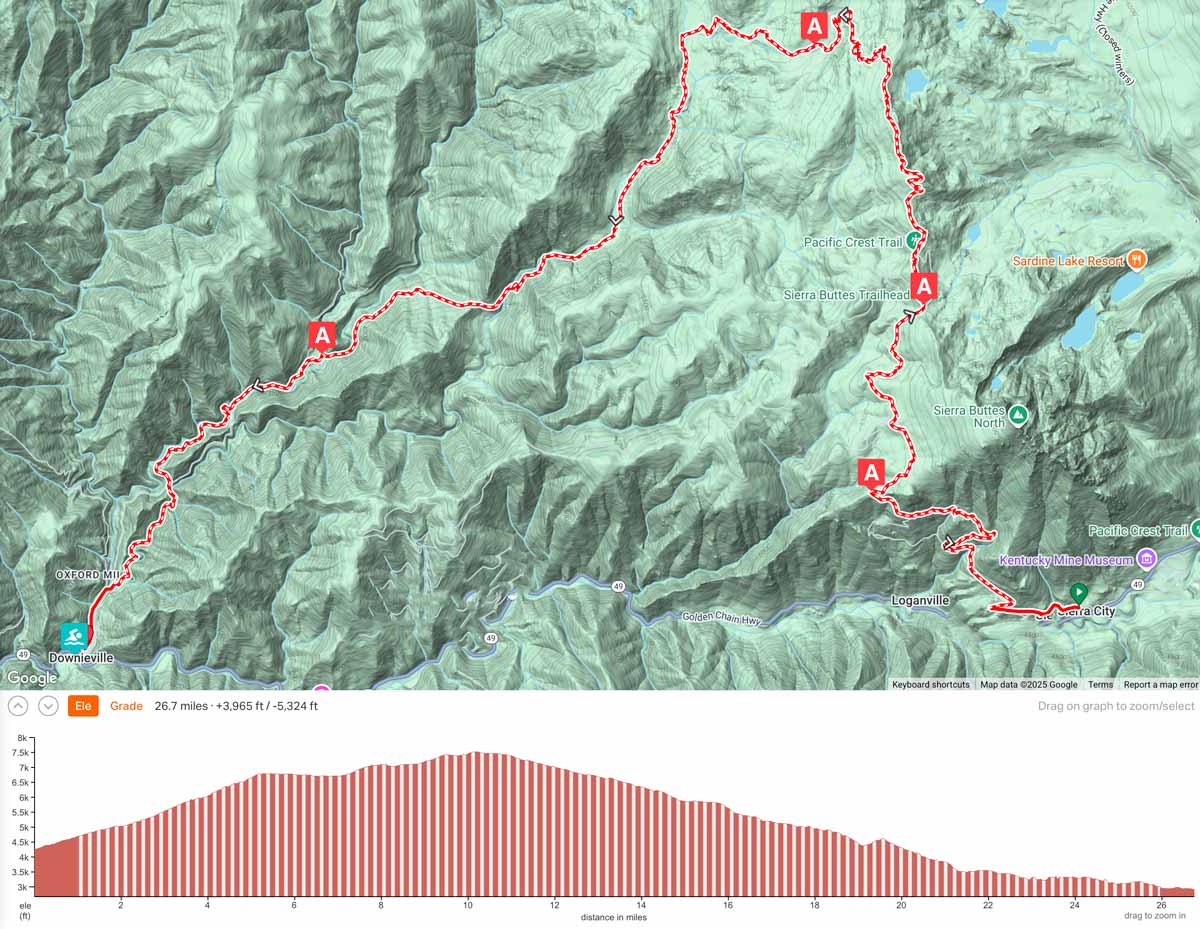 Downieville Classic Cross Country Map