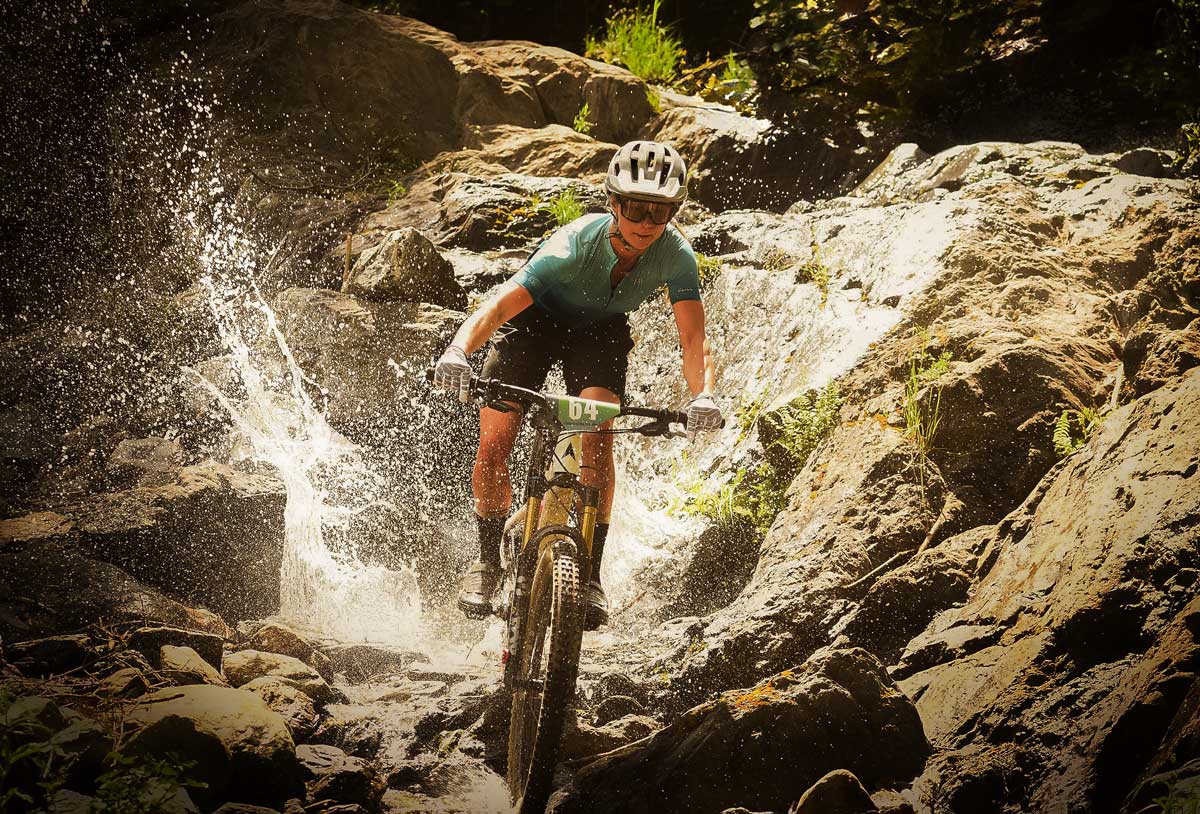 racer in the waterfall